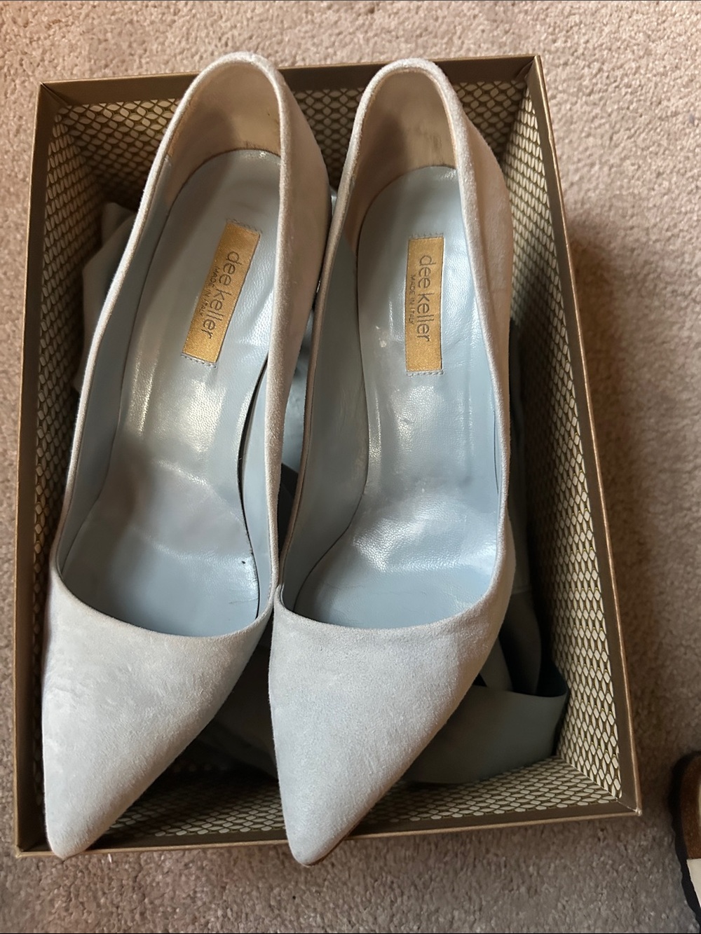 Dee Keller Women's Pointed Toe Heels in baby blue suede 38.5